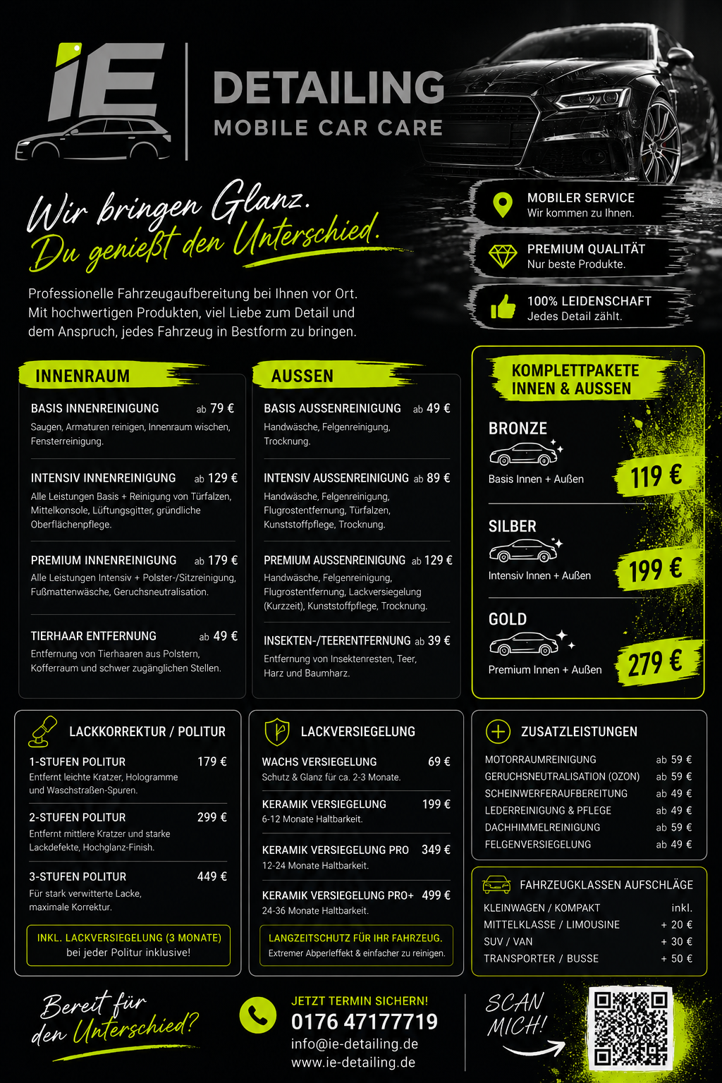 IE Detailing Leistungsübersicht